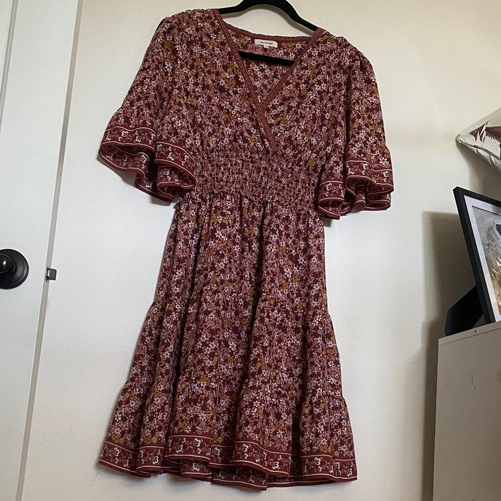 Max Studio Burgundy Floral Midi Dress